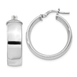 Sterling Silver Hoop Earrings, Wide Polished Hoops with Latch Back Closure for Women