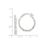 Sterling Silver Hoop Earrings with Bamboo Texture and Twisted Detail