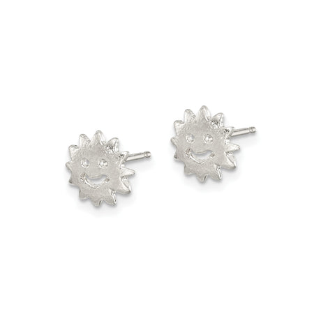 Sterling Silver Sun Face Stud Earrings With Smiling Face