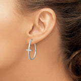 Sterling Silver Cross Hoop Earrings with Cubic Zirconia, Modern Faith Symbol Design