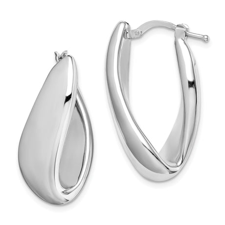Sterling Silver Twist Hoop Earrings with Sleek Teardrop Design, Lightweight Modern Style