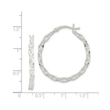 Sterling Silver Mariner Chain Hoop Earrings, Polished Link Design, Hinged Closure