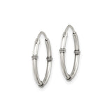 Sterling Silver Hoop Earrings, Triple Band Design, High Polish Finish, Modern Minimalist Style