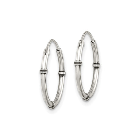Sterling Silver Hoop Earrings, Triple Band Design, High Polish Finish, Modern Minimalist Style