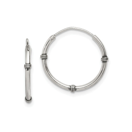 Sterling Silver Hoop Earrings, Triple Band Design, High Polish Finish, Modern Minimalist Style