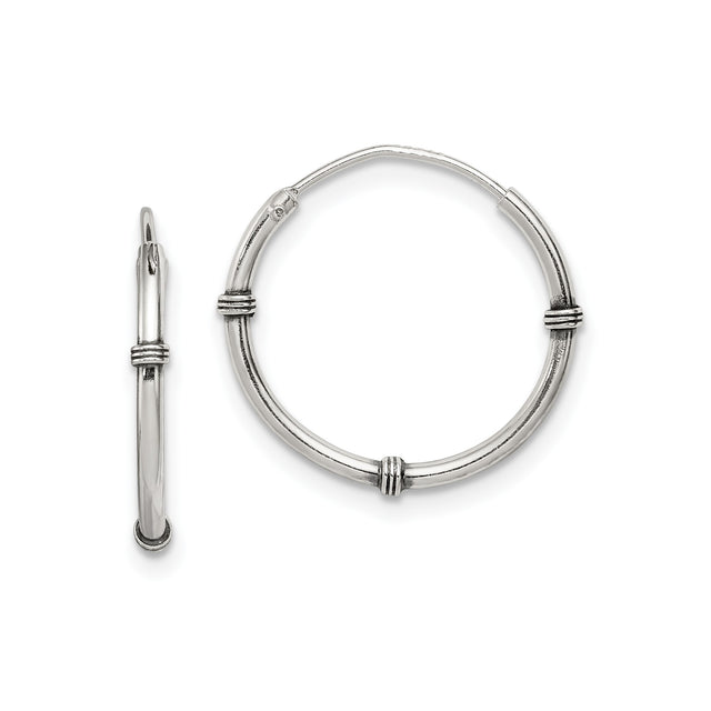Sterling Silver Hoop Earrings, Triple Band Design, High Polish Finish, Modern Minimalist Style