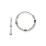 Sterling Silver Bamboo Hoop Earrings with Triple Band Segmented Design, Oxidized Finish