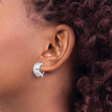 Sterling Silver Brushed Hoop Earrings Matte Finish