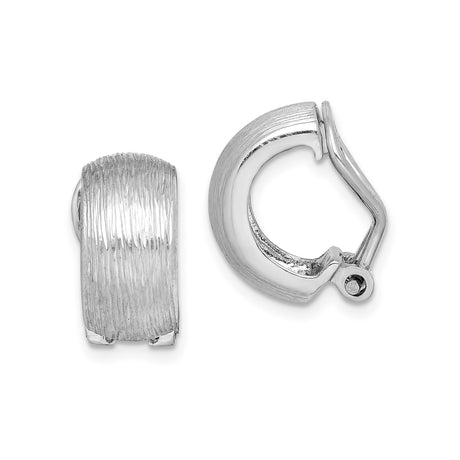 Womens Brushed Sterling Silver Hoop Earrings - Textured Hinged Snapback Hoops for Everyday Wear - Lightweight Minimalist Silver Jewelry with Matte Finish for Formal Looks and Modern Outfits