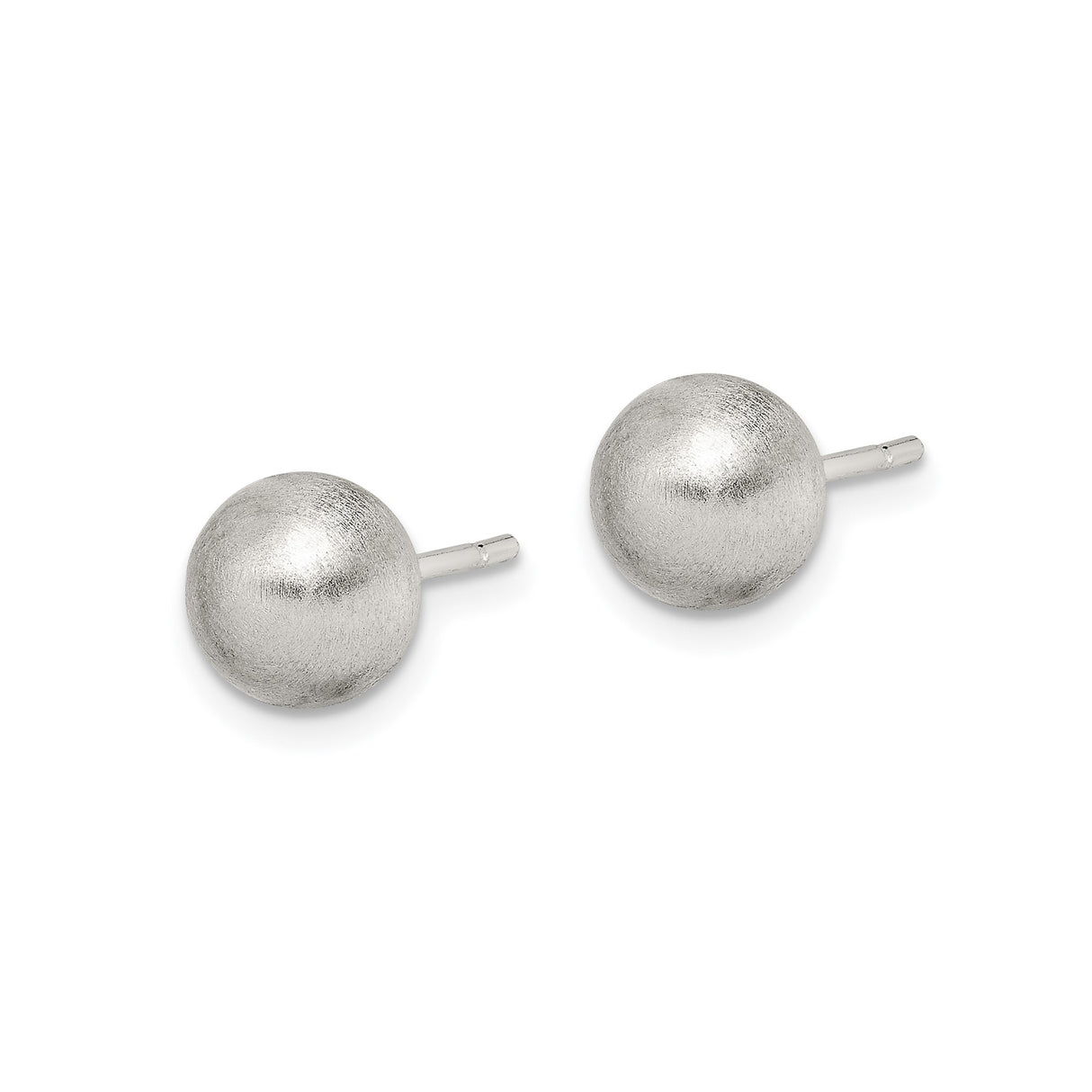 Sterling Silver Brushed Ball Stud Earrings, 7mm Matte Spherical Minimalist Design