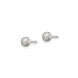 Sterling Silver Ball Stud Earrings with Brushed Satin Finish, Minimalist Round Design