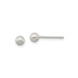 Sterling Silver Ball Stud Earrings with Brushed Satin Finish, Minimalist Round Design