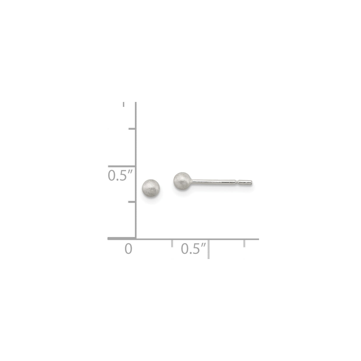 Sterling Silver Ball Stud Earrings, 3mm Matte Finish Round Minimalist Design