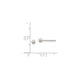 Sterling Silver Ball Stud Earrings, 3mm Matte Finish Round Minimalist Design
