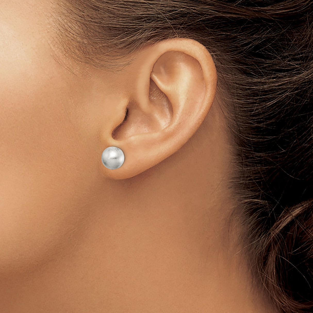 Sterling Silver Ball Stud Earrings, Brushed Matte Finish, Minimalist Round Design