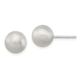 Sterling Silver Ball Stud Earrings, Brushed Matte Finish, Minimalist Round Design