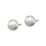 Sterling Silver Brushed Ball Stud Earrings, Minimalist Round Matte Finish Design for Women