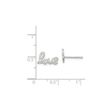 Sterling Silver Love Script Stud Earrings, Dainty Minimalist Design for Women