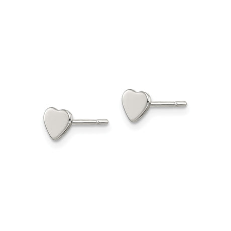 Sterling Silver Heart Stud Earrings, Polished Minimalist Design, Feminine Romantic Style