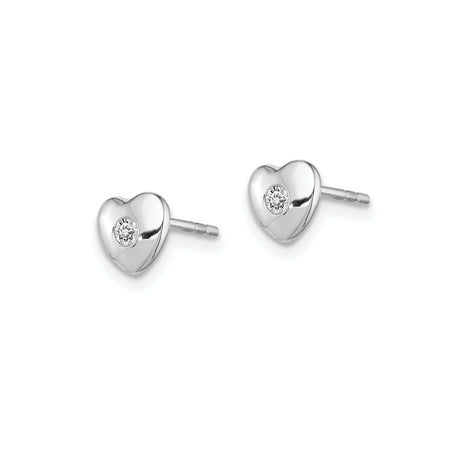 Sterling Silver Heart Stud Earrings with Cubic Zirconia, Romantic Jewelry for Women