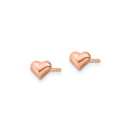 Sterling Silver Heart Stud Earrings, Rose Gold Tone, Polished Finish, Romantic Minimalist Style