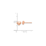 Sterling Silver Heart Stud Earrings, Rose Gold Tone, Polished Finish, Romantic Minimalist Style