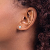 Sterling Silver Heart Stud Earrings with Cubic Zirconia in Floral Cluster Design
