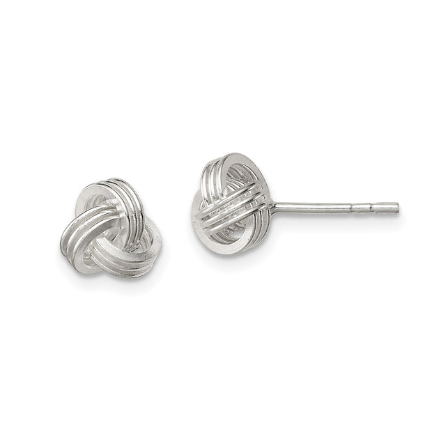 Sterling Silver Love Knot Stud Earrings for Women with Intertwined Knot Design Representing Unity and Eternal Love, Polished Silver Jewelry for Everyday Wear, Anniversary or Valentines Earrings