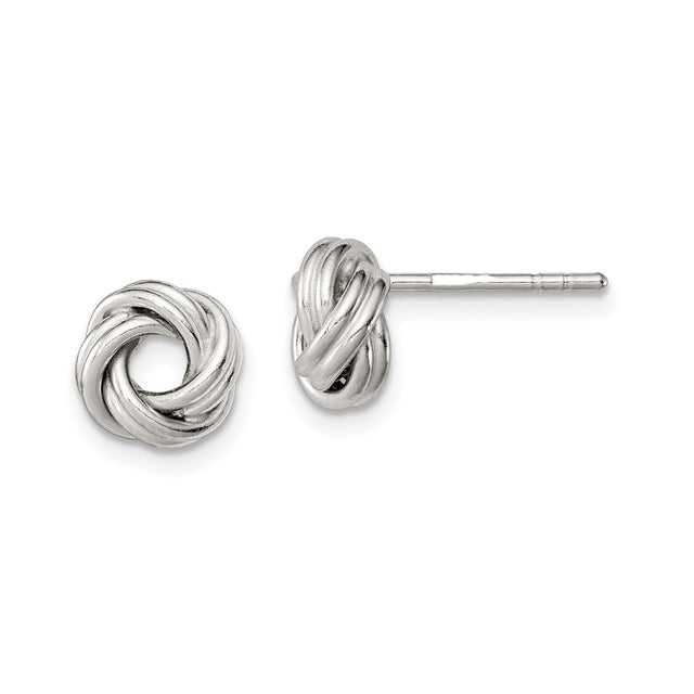Sterling Silver Love Knot Stud Earrings with Intertwined Design for Women