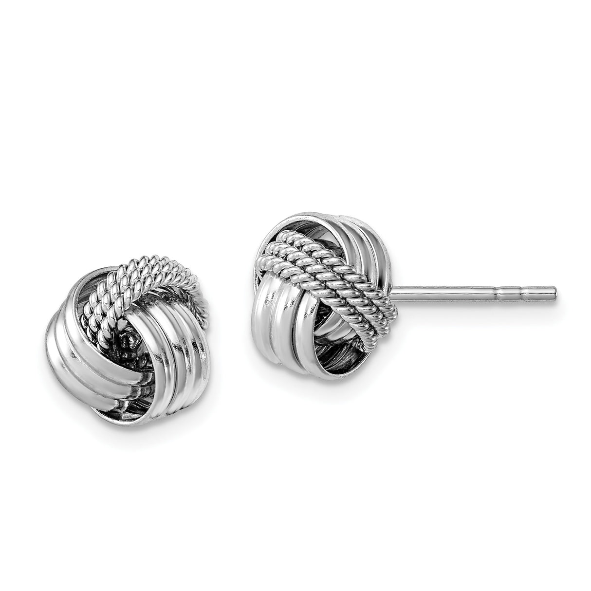 Sterling Silver Love Knot Stud Earrings with Polished Twisted Loop Design