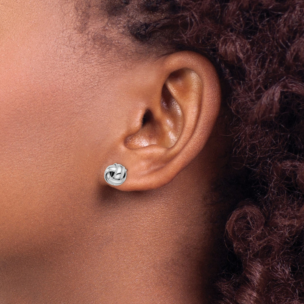 Sterling Silver Love Knot Stud Earrings Rope Texture Unity