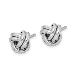 Sterling Silver Love Knot Stud Earrings with Intertwined Design Symbolizing Unity and Eternal Love