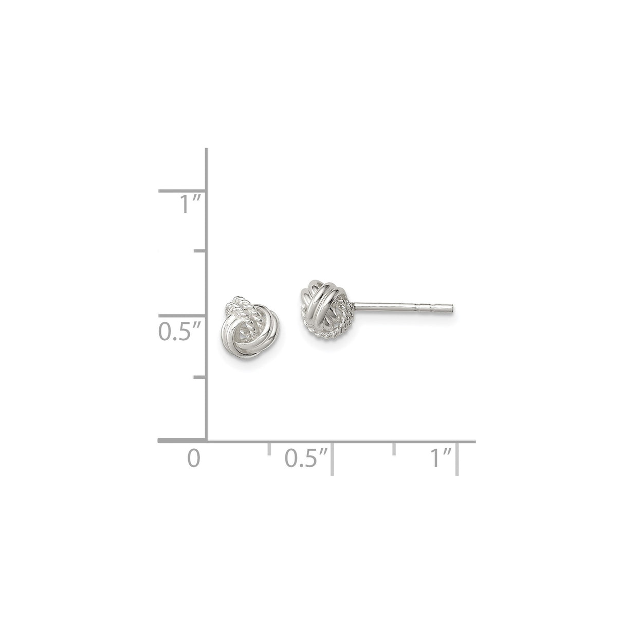 Sterling Silver Love Knot Stud Earrings with Twisted Rope Design and Polished Finish