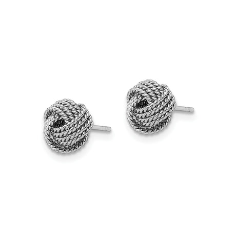 Sterling Silver Love Knot Stud Earrings with Twisted Rope Design for Women
