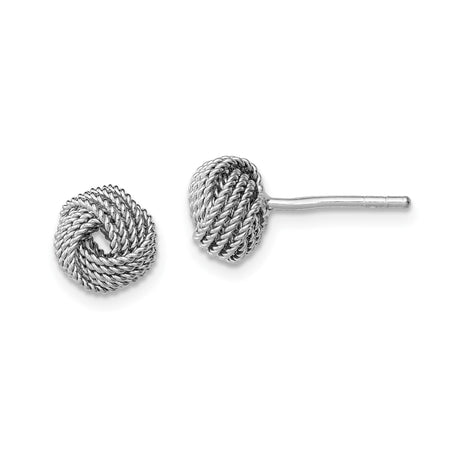 Sterling Silver Love Knot Stud Earrings with Twisted Rope Design for Women