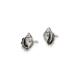 Sterling Silver Conch Shell Stud Earrings, Nautical Coastal Style for Women or Unisex Wear
