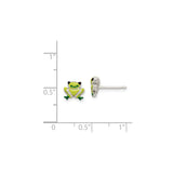 Sterling Silver Frog Stud Earrings with Green and Black Enamel, Whimsical Animal Design