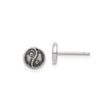 Sterling Silver Yin Yang Stud Earrings, Textured Black and Silver, Taoist Symbolic Jewelry