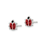 Sterling Silver Ladybug Stud Earrings with Red and Black Enamel Detail, Nature Jewelry for Women