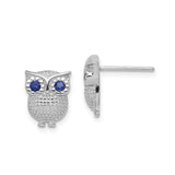 Sterling Silver Owl Stud Earrings with Blue Glass Eyes, Nature Inspired Bird Jewelry for Women