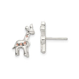 Sterling Silver Giraffe Stud Earrings with Light Pink Enamel, Animal Theme for Girls or Women