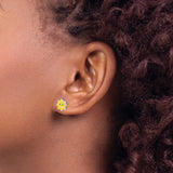Sterling Silver Sun Stud Earrings With Yellow Enamel Smile
