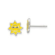 Sterling Silver Sun Stud Earrings with Yellow Enamel Smiling Face and Sunglasses, Fun Summer Jewelry for Women, Playful Boho Sun Design Studs, Casual Sunshine Motif for Youth Fashion Looks