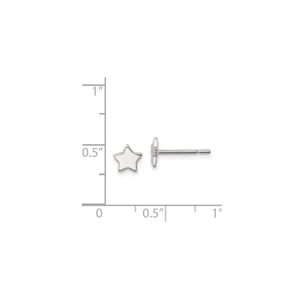 Sterling Silver Star Stud Earrings, Minimalist Five-Point Design for Women and Girls