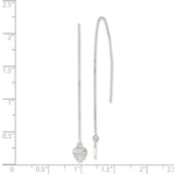 Sterling Silver Threader Earrings with Sunburst Heart Charm, Minimalist Pull-Through Design