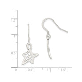 Sterling Silver Star Dangle Earrings with Open Star and Small Star Design