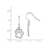 Sterling Silver Dangle Earrings with Open Paw Design, Lightweight Drop Style for Pet Lovers
