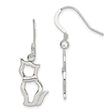 Sterling Silver Dangle Earrings, Cat Silhouette Design, Minimalist Animal Jewelry for Women