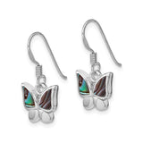 Sterling Silver Butterfly Dangle Earrings with Abalone Shell Inlay, Nature-Inspired Boho Design
