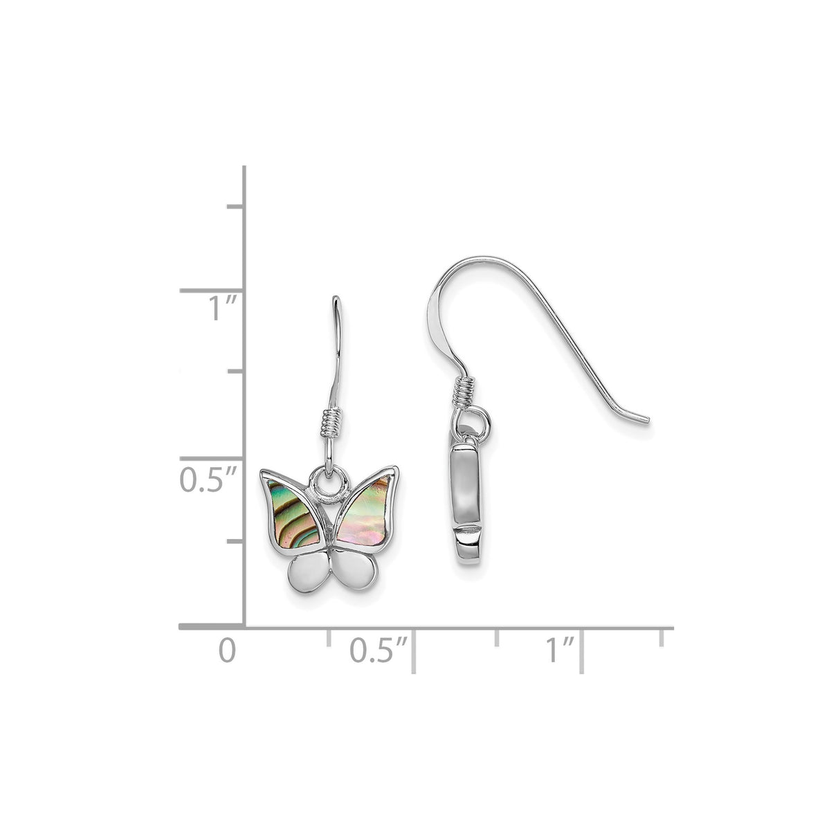 Sterling Silver Butterfly Dangle Earrings with Abalone Shell Inlay, Nature-Inspired Boho Design